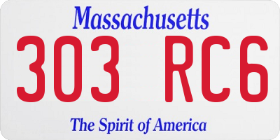 MA license plate 303RC6