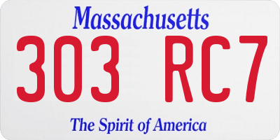 MA license plate 303RC7