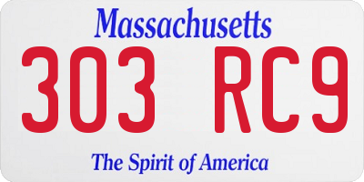 MA license plate 303RC9