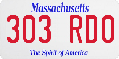 MA license plate 303RD0