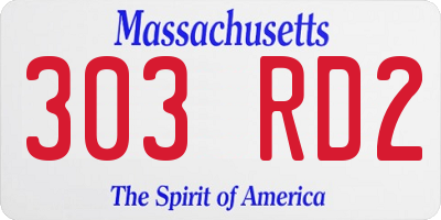 MA license plate 303RD2
