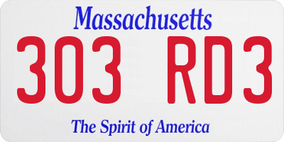 MA license plate 303RD3
