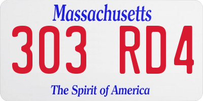 MA license plate 303RD4