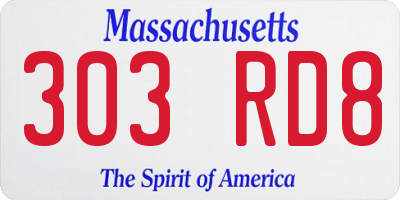 MA license plate 303RD8