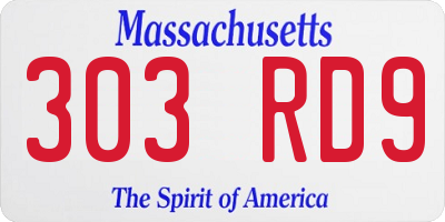 MA license plate 303RD9