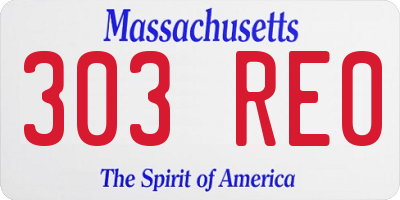 MA license plate 303RE0