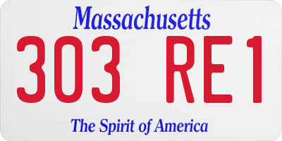 MA license plate 303RE1