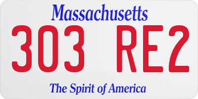 MA license plate 303RE2