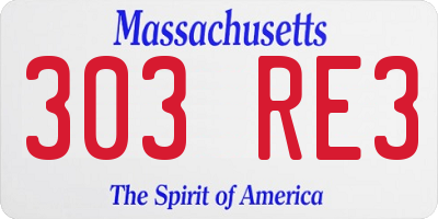 MA license plate 303RE3