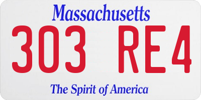 MA license plate 303RE4