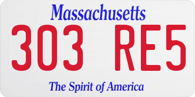 MA license plate 303RE5