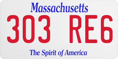 MA license plate 303RE6