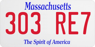 MA license plate 303RE7