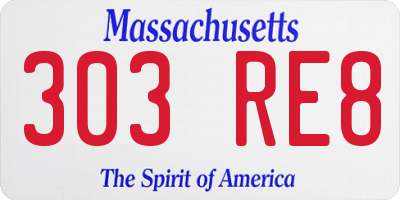 MA license plate 303RE8