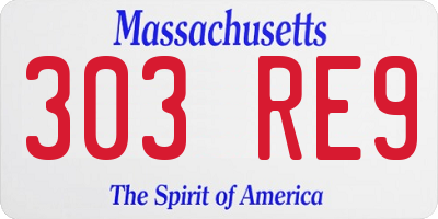 MA license plate 303RE9
