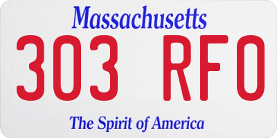 MA license plate 303RF0