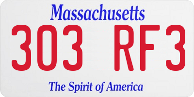 MA license plate 303RF3
