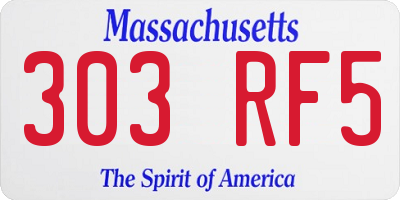 MA license plate 303RF5