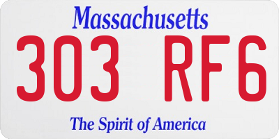 MA license plate 303RF6