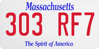 MA license plate 303RF7