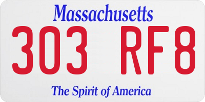 MA license plate 303RF8