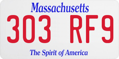 MA license plate 303RF9