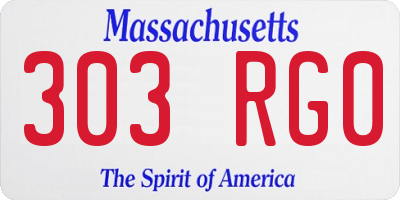 MA license plate 303RG0