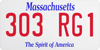 MA license plate 303RG1