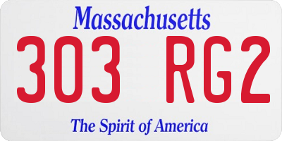 MA license plate 303RG2