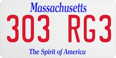 MA license plate 303RG3