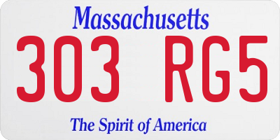 MA license plate 303RG5