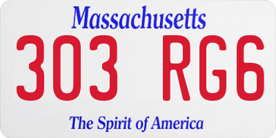 MA license plate 303RG6
