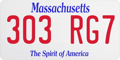MA license plate 303RG7
