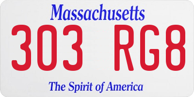 MA license plate 303RG8