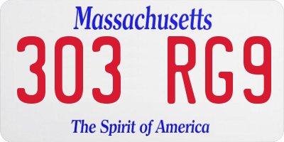 MA license plate 303RG9