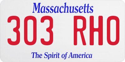MA license plate 303RH0