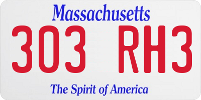 MA license plate 303RH3