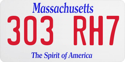MA license plate 303RH7