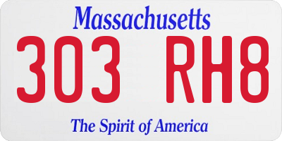 MA license plate 303RH8