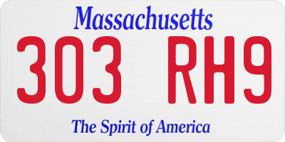 MA license plate 303RH9
