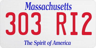 MA license plate 303RI2