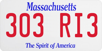 MA license plate 303RI3