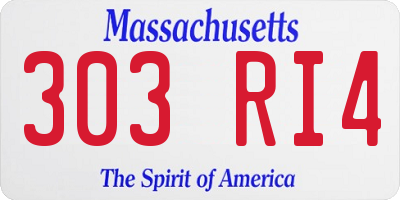 MA license plate 303RI4