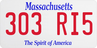 MA license plate 303RI5