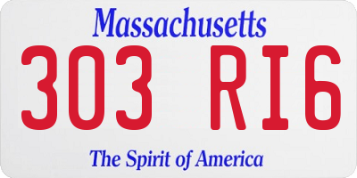 MA license plate 303RI6