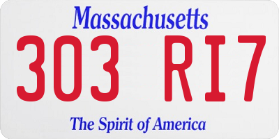 MA license plate 303RI7