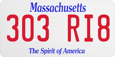 MA license plate 303RI8