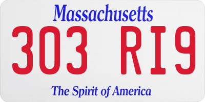 MA license plate 303RI9