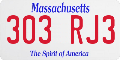MA license plate 303RJ3