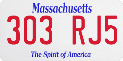 MA license plate 303RJ5